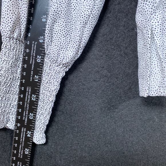 Maison d' Amelie Womens Blouse White Black Spotted Ruffle Balloon Sleeve Paris M - Picture 10 of 14